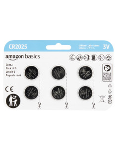 Baterías de Botón Amazon Basics CR2025 Paquete de 6 3V