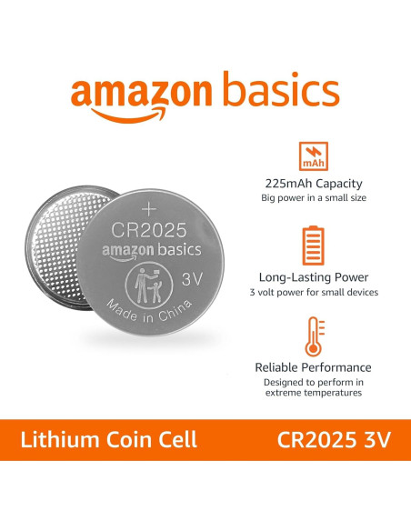 Baterías de Botón Amazon Basics CR2025 Paquete de 6 3V
