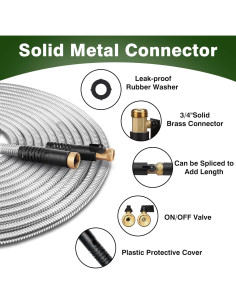 Manguera de Jardín WHOBUY 22,86 m Acero Inoxidable Flexible 2