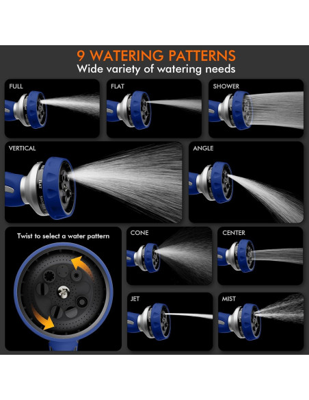 Boquilla de Manguera RESTMO Azul 9 Patrones Rociado Metal