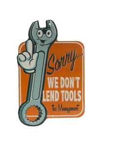 Cartel Metálico Divertido Open Road Brands - No Prestas Herramientas