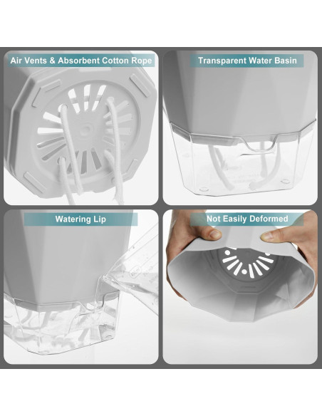 Paquete de 3 macetas autorriego Samhe 12.45 cm jardín
