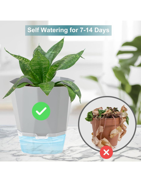 Paquete de 3 macetas autorriego Samhe 12.45 cm jardín