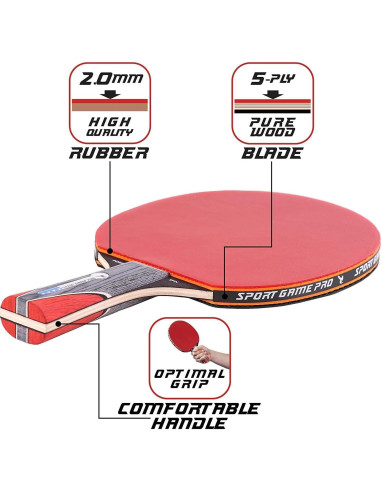 Paleta de Ping Pong SPORT GAME PRO spgmpro-r22-1 - Funda Incluida