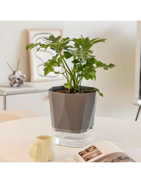 Paquete de 3 macetas autorriego Samhe 12.45 cm jardín