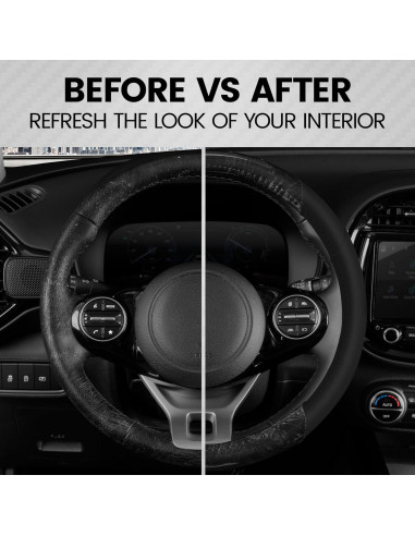 Cubierta de Volante BDK SW-1004-BK Cuero PU y Madera