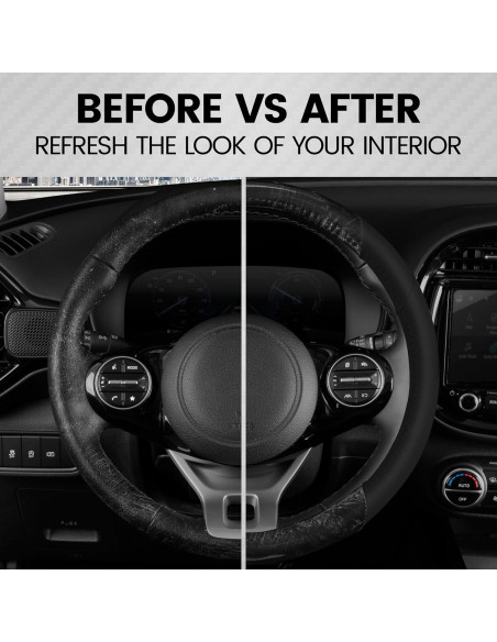 Cubierta de Volante BDK SW-1004-BK Cuero PU y Madera