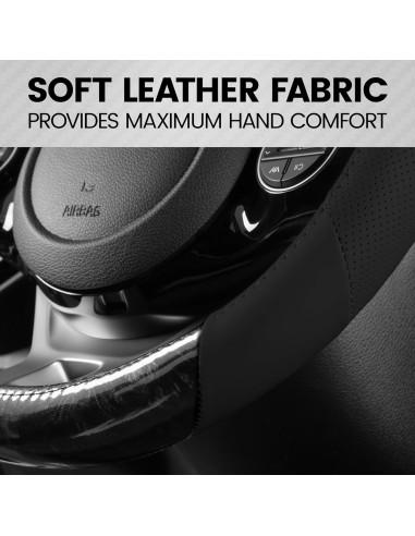 Cubierta de Volante BDK SW-1004-BK Cuero PU y Madera