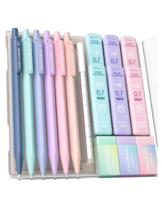 Lápices Mecánicos Four Candies 0.7mm + Borradores Pastel