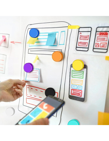 Imanes de Nevera Qualsen, 20 Piezas, 10 Colores, Redondos Imanes de Nevera Qualsen, 20 Piezas, 10 Colores, Redondos