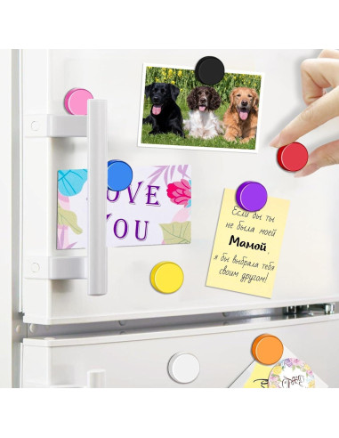 Imanes de Nevera Qualsen, 20 Piezas, 10 Colores, Redondos