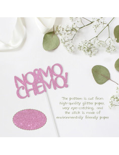 Adorno de Pastel No Mo Chemo - Brillo Rosa - 10x7.6 cm 2