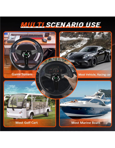 Volante de Carreras RASTP 35 cm Universal con Claxon - Negro