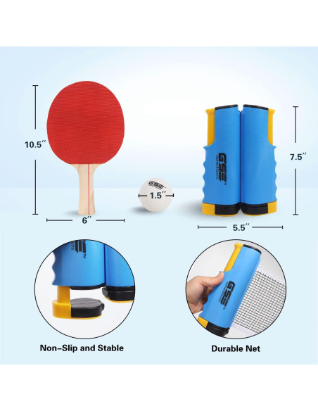 Conjunto de Tenis de Mesa GSE Ajustable con Red y Palas