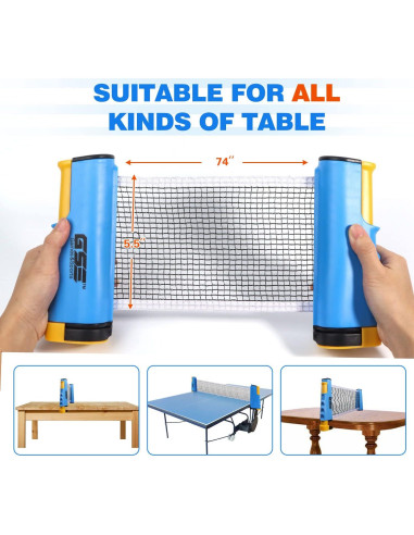 Conjunto de Tenis de Mesa GSE Ajustable con Red y Palas