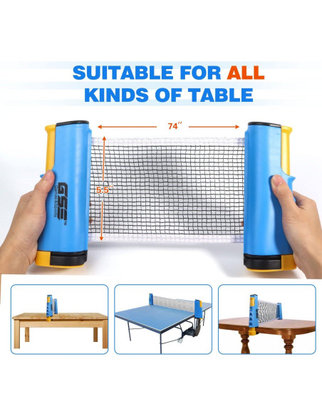 Conjunto de Tenis de Mesa GSE Ajustable con Red y Palas