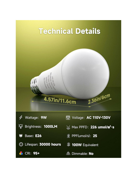 Bombillas de Crecimiento UNILAMPRO 9W Espectro Completo E26