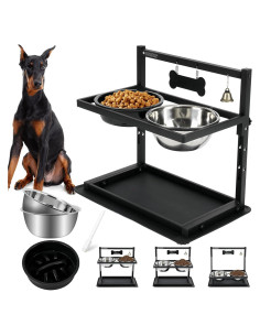 Cuencos Elevados SHAINFUN para Perros Grandes Ajustables