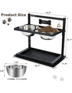 Cuencos Elevados SHAINFUN para Perros Grandes Ajustables 2