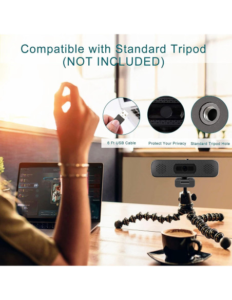 Cámara Web 2K Pulais Septek con Altavoces y Micrófono