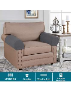 Cubiertas de Reposabrazos Turquoize Elásticas 2 Piezas Gris 2