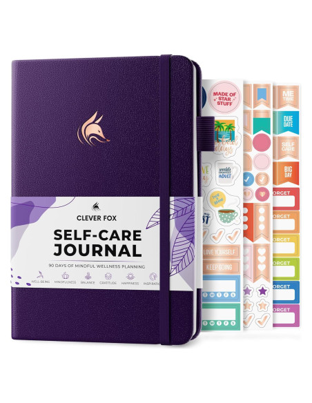 Diario de Autocuidado Clever Fox A5 Púrpura con Reflexiones
