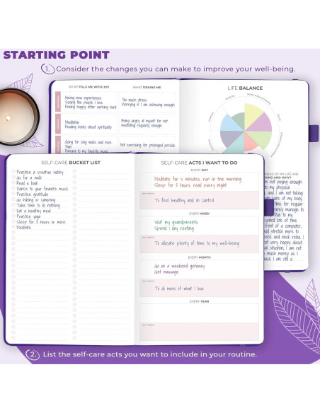 Diario de Autocuidado Clever Fox A5 Púrpura con Reflexiones