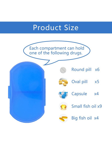 Organizador de Pastillas INVODA 8PCS Azul Compacto