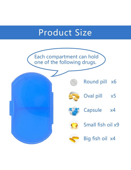 Organizador de Pastillas INVODA 8PCS Azul Compacto