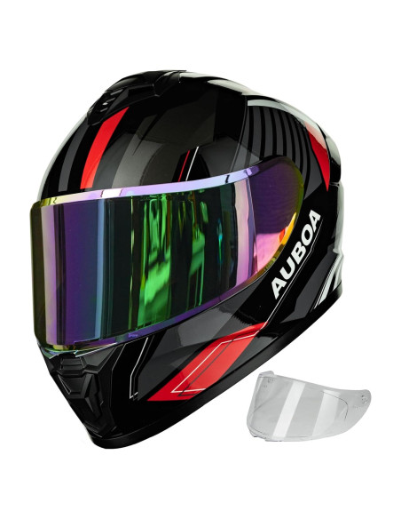 Casco de Motocicleta Auboa AU-T801 Rojo Negro Grande Casco de Motocicleta Auboa AU-T801 Rojo Negro Grande