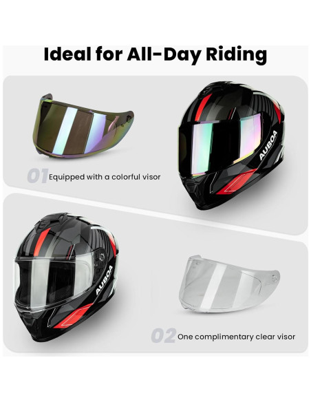 Casco de Motocicleta Auboa AU-T801 Rojo Negro Grande Casco de Motocicleta Auboa AU-T801 Rojo Negro Grande