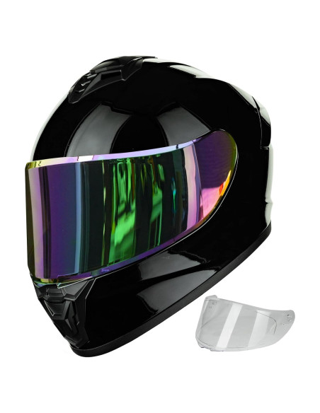 Casco de Motocicleta Auboa AU-T801 Mediano Negro Brillante