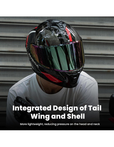 Casco de Motocicleta Auboa AU-T801 Rojo Negro Grande