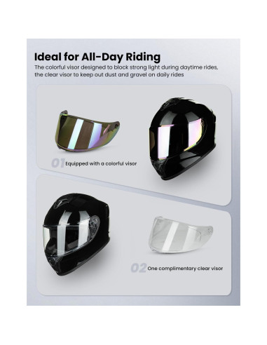 Casco de Motocicleta Auboa AU-T801 Mediano Negro Brillante