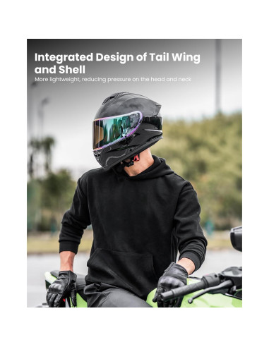 Casco de Motocicleta Auboa AU-T801 Mediano Negro Brillante