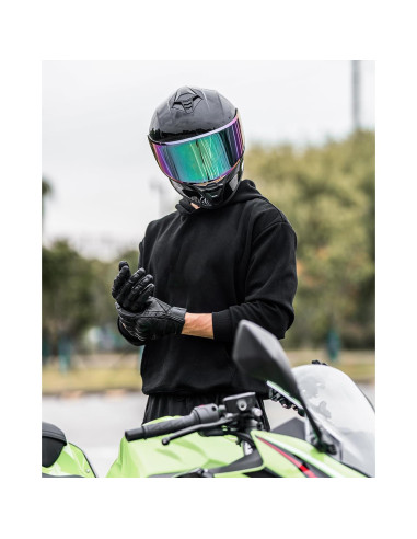 Casco de Motocicleta Auboa AU-T801 Mediano Negro Brillante