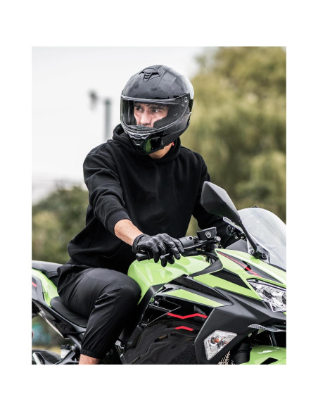 Casco de Motocicleta Auboa AU-T801 Mediano Negro Brillante