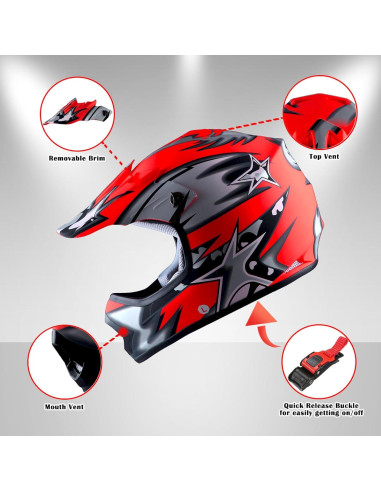 Casco Motocross Power Gear HBOY-K Rojo Mate 1.54 kg