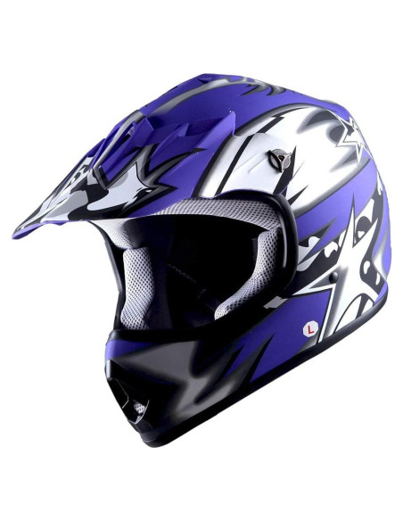 Casco Motocross Power Gear HBOY-K Star Matt Blue Mediano