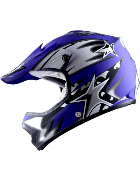 Casco Motocross Power Gear HBOY-K Star Matt Blue Mediano