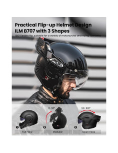 Casco Modular ILM B707 Vintage para Motocicleta Negro L 2