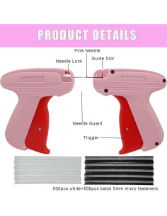 Pistola de Costura Mini Teotranic Rosa con 6 Agujas y 1000 Sujetadores 2