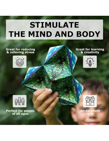 Cubo Antiestrés Shashibo Confeti - 36 Imanes - 70 Formas