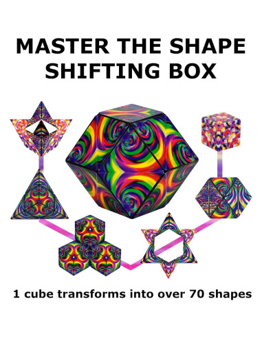 Cubo Antiestrés Shashibo Confeti - 36 Imanes - 70 Formas
