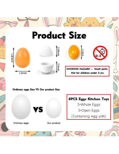 Juguetes de Cocina de Huevo de Madera Sportsvoutdoors 6 Piezas 2