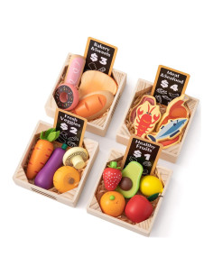 Conjunto de Comida de Juguete de Madera Tiny Land 43 Piezas