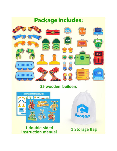 Bloques de Construcción de Robots Coogam para Niños 3-5 Años