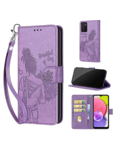 Funda Cartera KENHONER para Samsung Galaxy A03s Púrpura