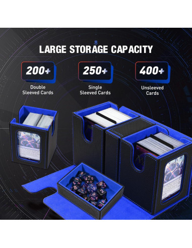 Caja de Deck Commander TiMOVO para 200+ Cartas - Negro/Azul