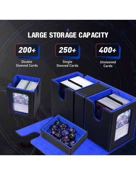 Caja de Deck Commander TiMOVO para 200+ Cartas - Negro/Azul